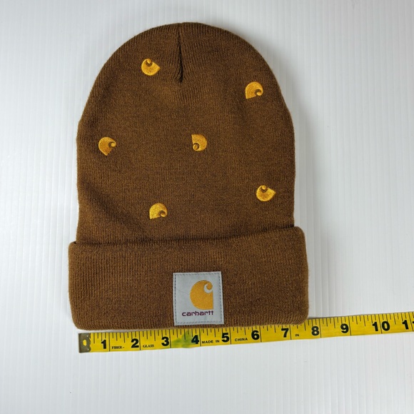 Carhartt Unisex Beanie in Brown with Gold Logo Accents OS - Picture 6 of 6